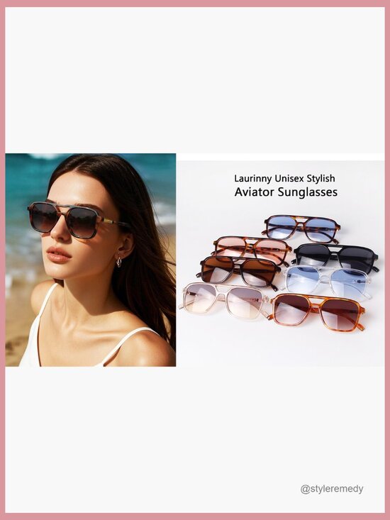 Retro Aviator Sunglasses with Plastic Frames and UV400 Protection